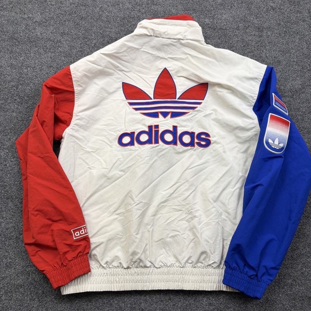 Adidas Original Shadow Trefoil Windbreaker White/Red/Blue GL5132 USA Size M - Picture 7 of 7